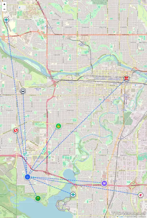Daily accessibility map for 6207 LAKEVIEW DR SW, Calgary showing nearby schools, grocery stores, parks, LRT stations and nearby amenities