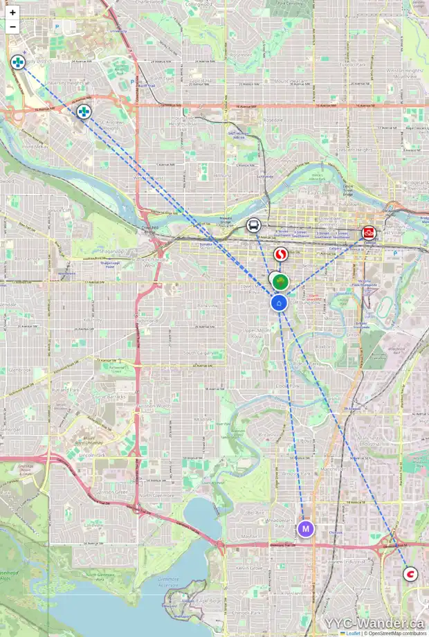 Daily accessibility map for 826 DURHAM AV SW, Calgary showing nearby schools, grocery stores, parks, LRT stations and nearby amenities