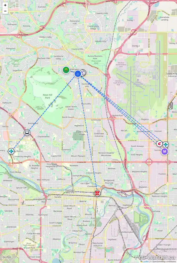 Daily accessibility map for 924 BERKLEY DR NW, Calgary showing nearby schools, grocery stores, parks, LRT stations and nearby amenities