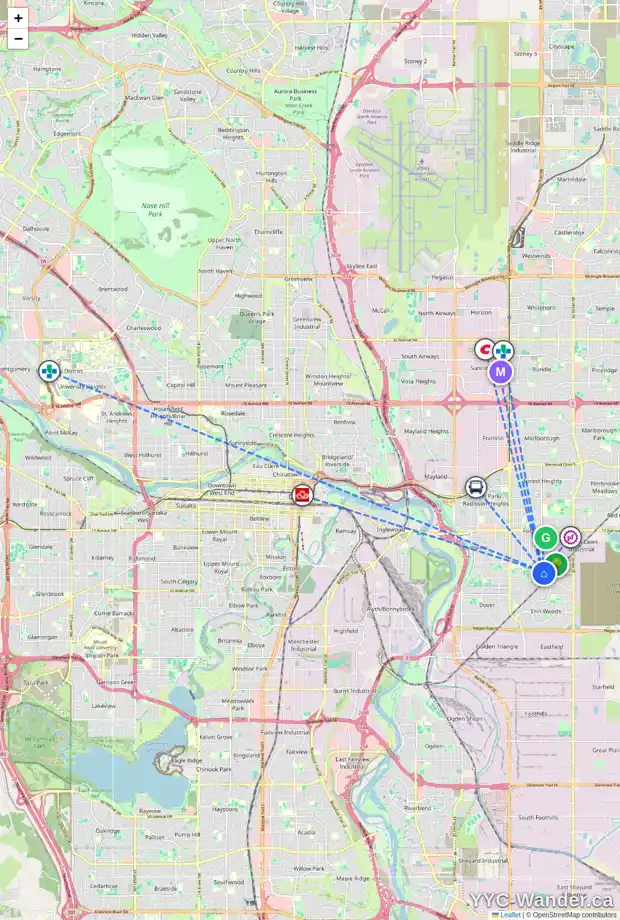 Daily accessibility map for 3006 DOVERVILLE CR SE, Calgary showing nearby schools, grocery stores, parks, LRT stations and nearby amenities