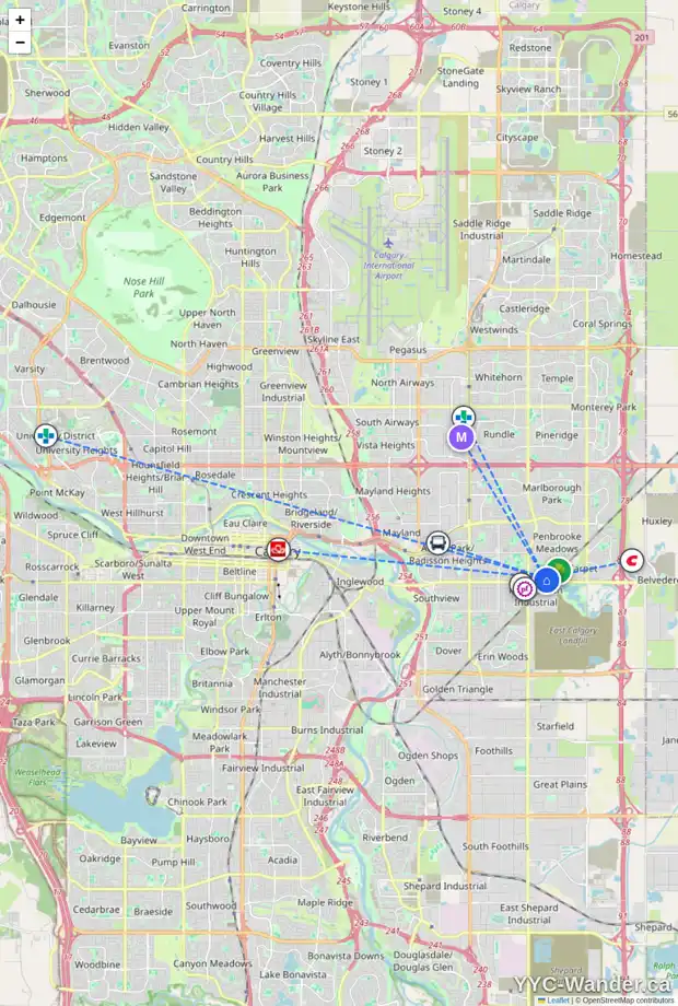Daily accessibility map for 111 PENNSBURG WY SE, Calgary showing nearby schools, grocery stores, parks, LRT stations and nearby amenities