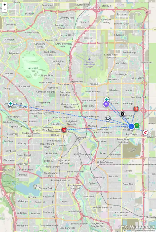 Daily accessibility map for 6528 PENBROOKE DR SE, Calgary showing nearby schools, grocery stores, parks, LRT stations and nearby amenities