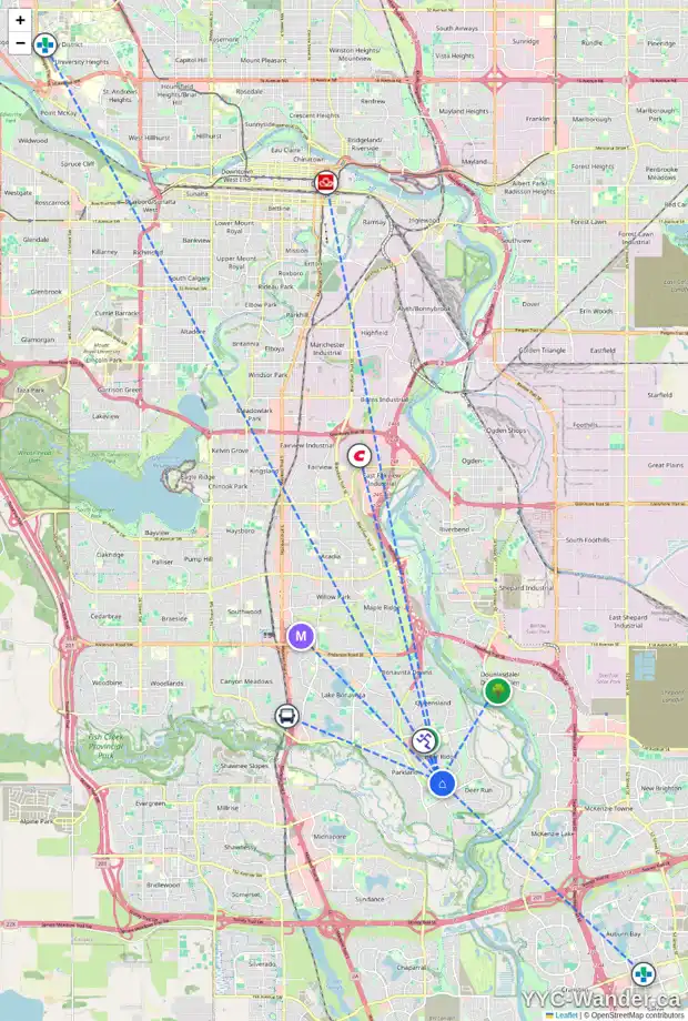 Daily accessibility map for 131 DEERFIELD CI SE, Calgary showing nearby schools, grocery stores, parks, LRT stations and nearby amenities