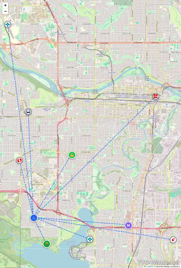 Daily accessibility map for 6211 LAKEVIEW DR SW, Calgary showing nearby schools, grocery stores, parks, LRT stations and nearby amenities