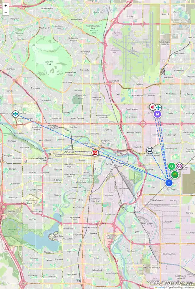 Daily accessibility map for 3232 DOVERVILLE CR SE, Calgary showing nearby schools, grocery stores, parks, LRT stations and nearby amenities
