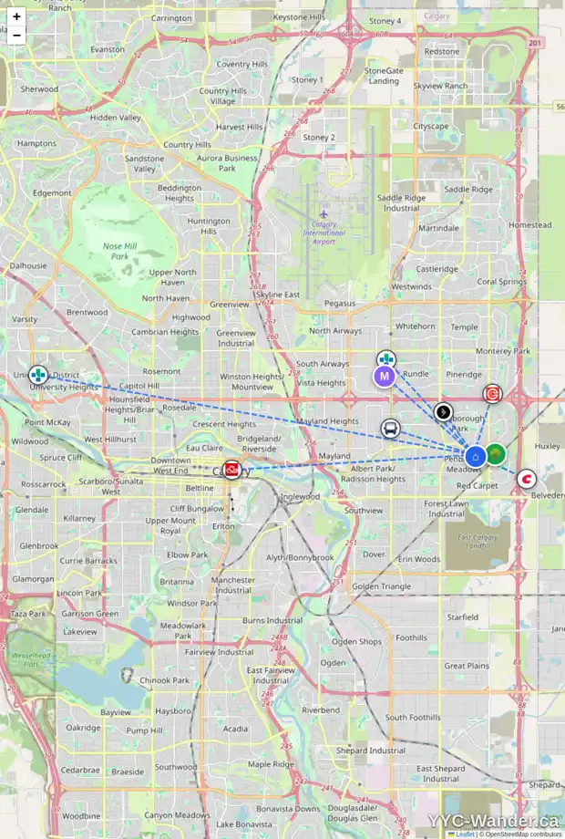 Daily accessibility map for 6532 PENBROOKE DR SE, Calgary showing nearby schools, grocery stores, parks, LRT stations and nearby amenities