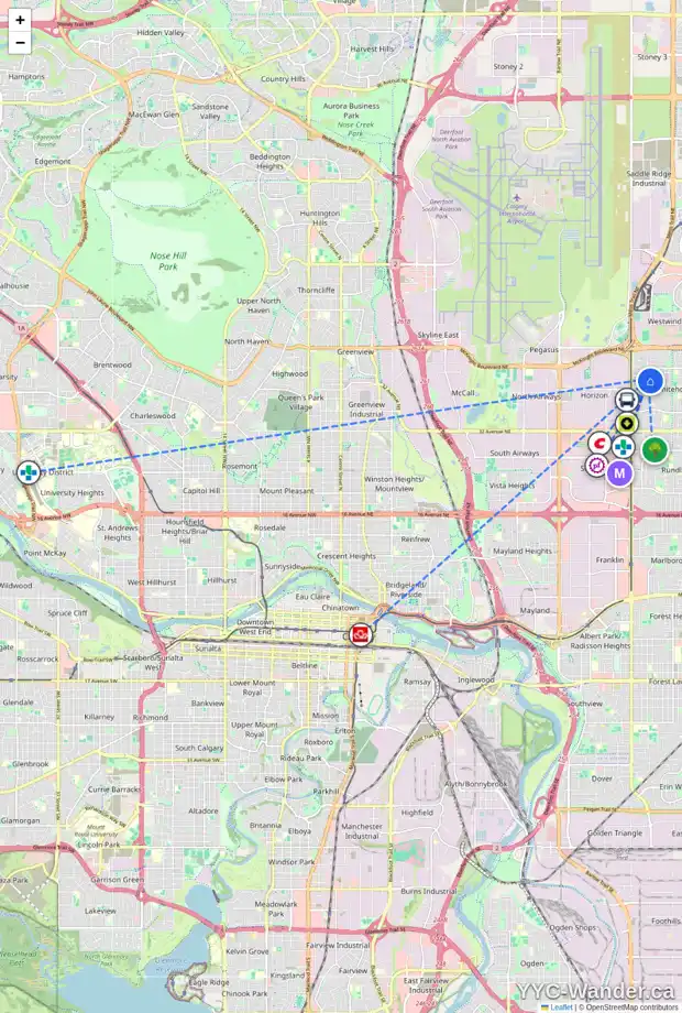 Daily accessibility map for 26 WHITERAM PL NE, Calgary showing nearby schools, grocery stores, parks, LRT stations and nearby amenities