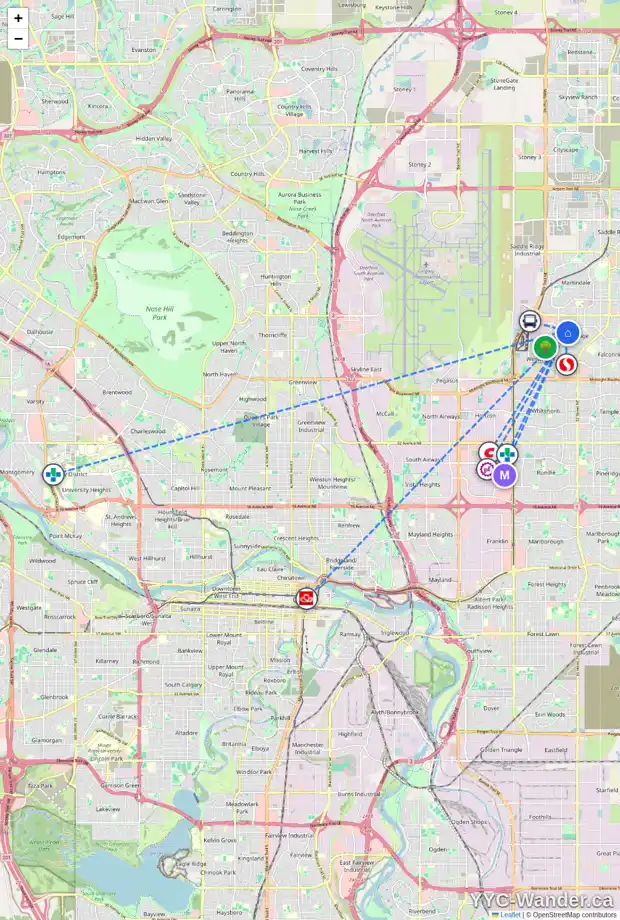 Daily accessibility map for 267 CASTLERIDGE DR NE, Calgary showing nearby schools, grocery stores, parks, LRT stations and nearby amenities