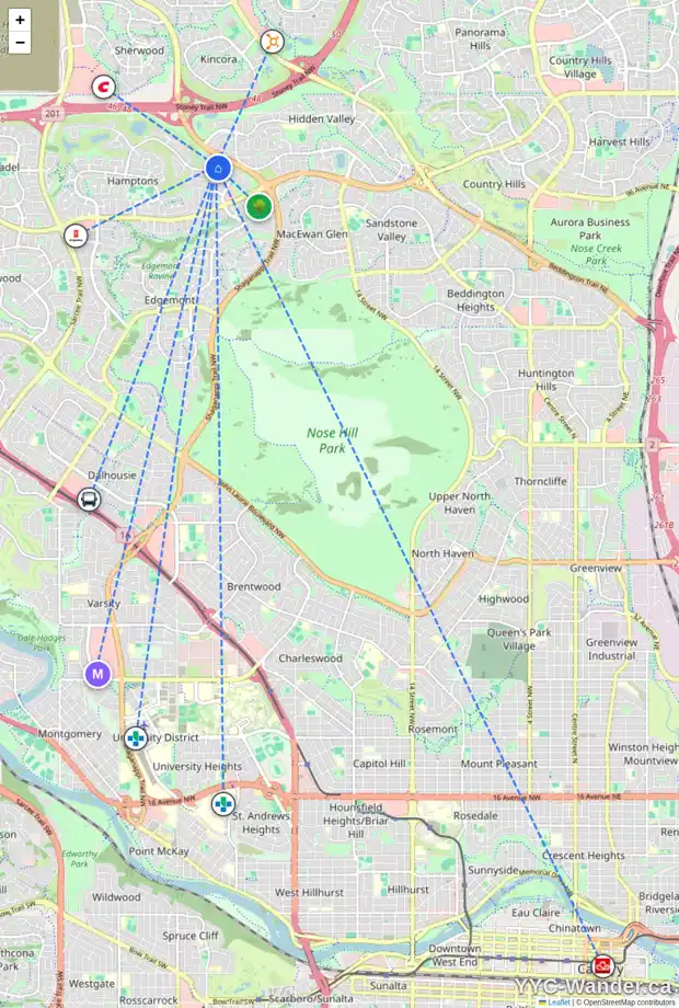 Daily accessibility map for 145 HAMPSTEAD TC NW, Calgary showing nearby schools, grocery stores, parks, LRT stations and nearby amenities