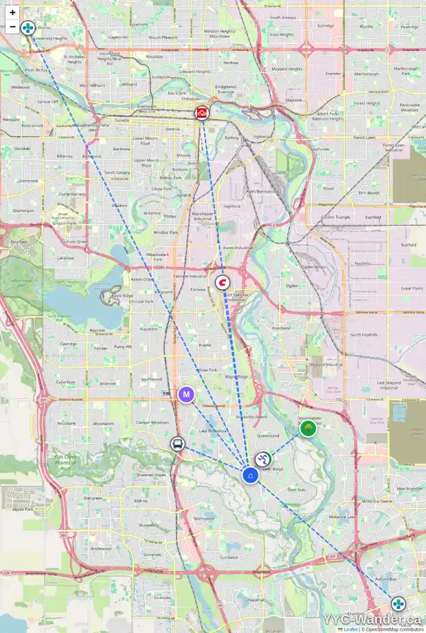 Daily accessibility map for 267 PARKLAND CR SE, Calgary showing nearby schools, grocery stores, parks, LRT stations and nearby amenities