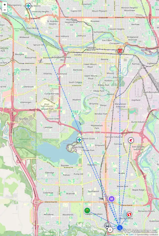 Daily accessibility map for 120 LAKE PLACID GR SE, Calgary showing nearby schools, grocery stores, parks, LRT stations and nearby amenities