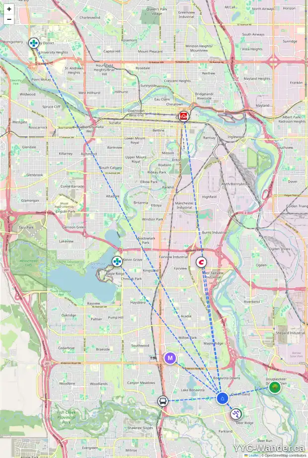 Daily accessibility map for 1315 LAKE ONTARIO DR SE, Calgary showing nearby schools, grocery stores, parks, LRT stations and nearby amenities