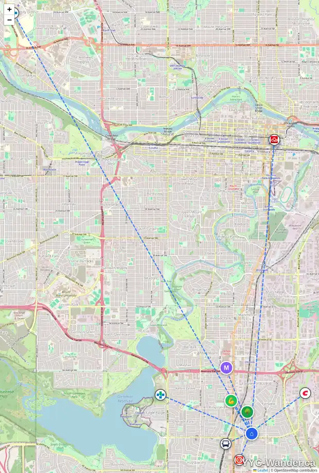 Daily accessibility map for 151 FIELDING DR SE, Calgary showing nearby schools, grocery stores, parks, LRT stations and nearby amenities