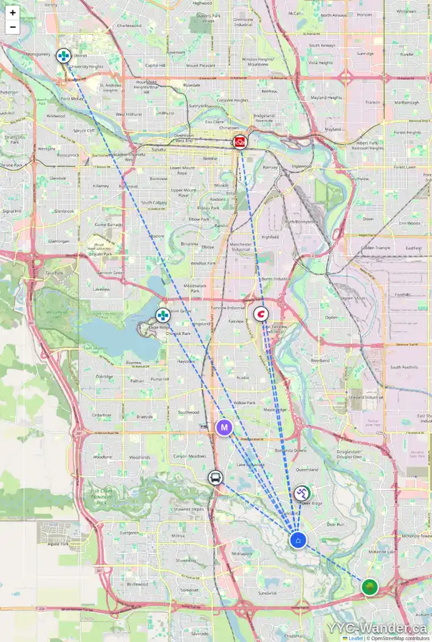Daily accessibility map for 948 PARKVALLEY WY SE, Calgary showing nearby schools, grocery stores, parks, LRT stations and nearby amenities