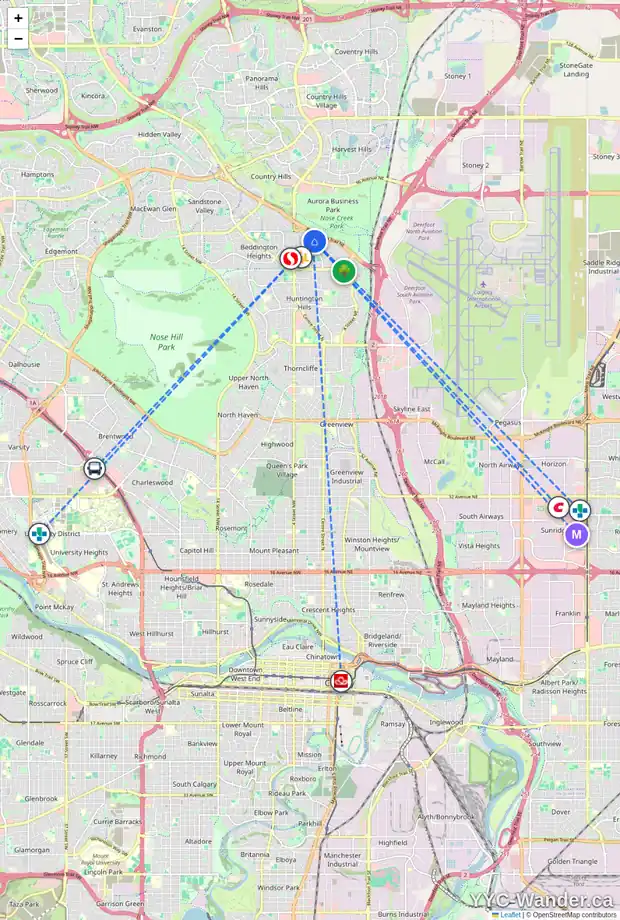 Daily accessibility map for 95 BEDDINGTON WY NE, Calgary showing nearby schools, grocery stores, parks, LRT stations and nearby amenities