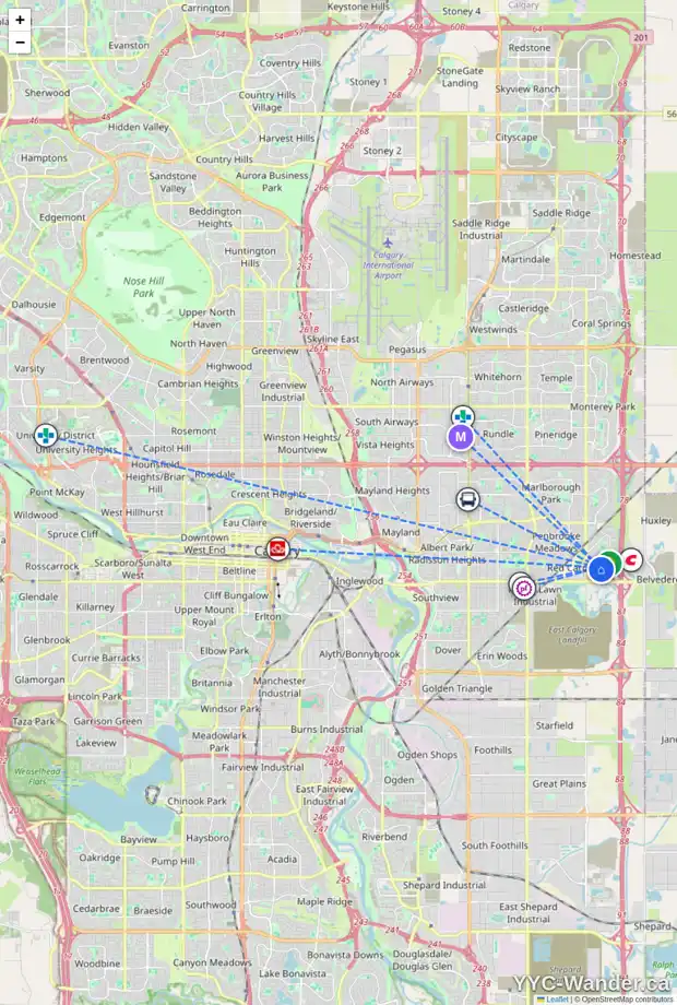 Daily accessibility map for 20 APPLECROFT RD SE, Calgary showing nearby schools, grocery stores, parks, LRT stations and nearby amenities