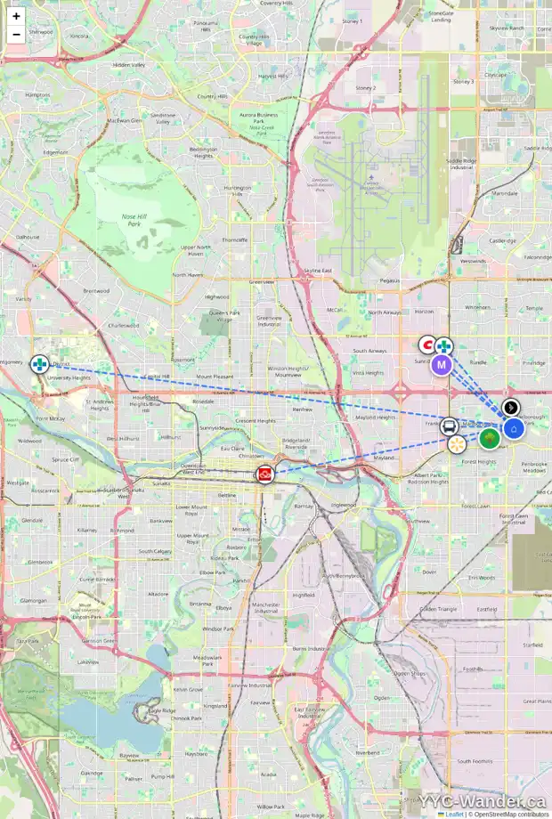 Daily accessibility map for 463 MAIDSTONE DR NE, Calgary showing nearby schools, grocery stores, parks, LRT stations and nearby amenities