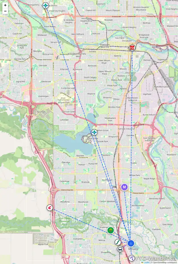 Daily accessibility map for 152 MIDPARK GD SE, Calgary showing nearby schools, grocery stores, parks, LRT stations and nearby amenities