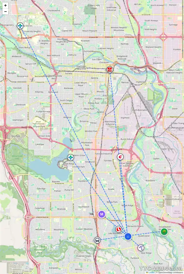 Daily accessibility map for 1167 LAKE SUNDANCE CR SE, Calgary showing nearby schools, grocery stores, parks, LRT stations and nearby amenities