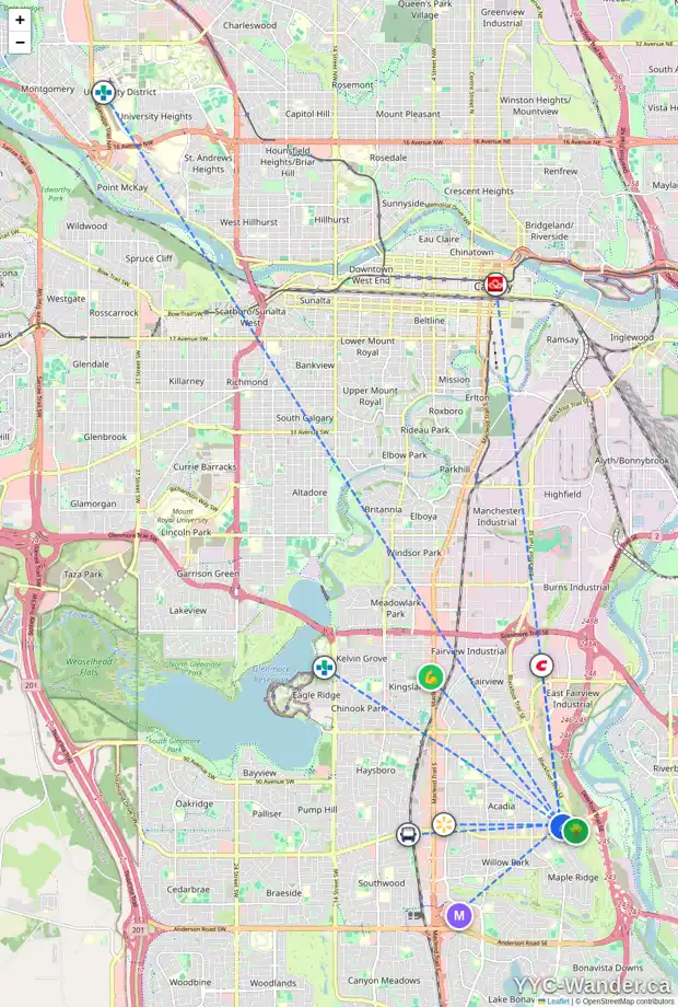 Daily accessibility map for 9824 AUBURN RD SE, Calgary showing nearby schools, grocery stores, parks, LRT stations and nearby amenities