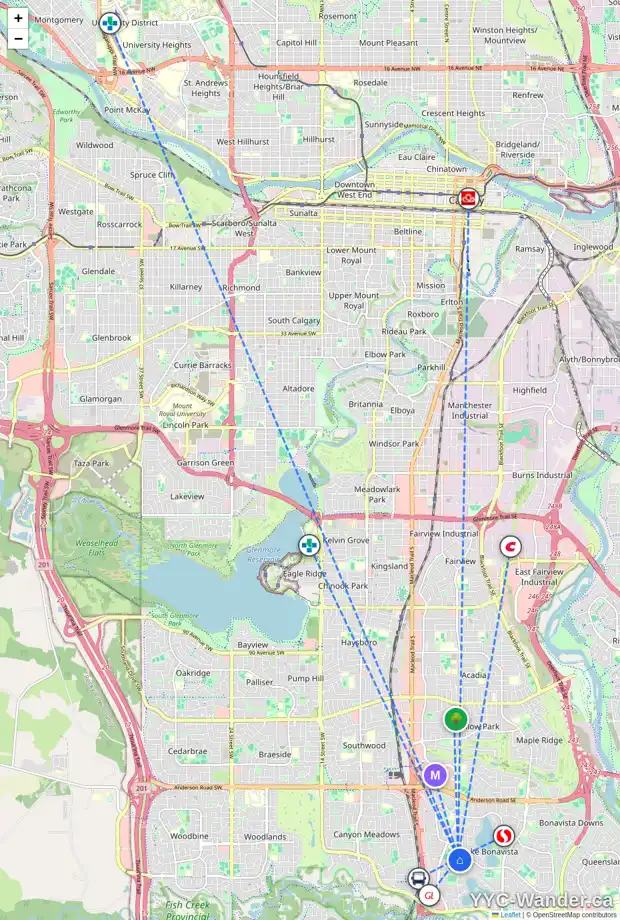 Daily accessibility map for 303 LAKE MEAD CR SE, Calgary showing nearby schools, grocery stores, parks, LRT stations and nearby amenities