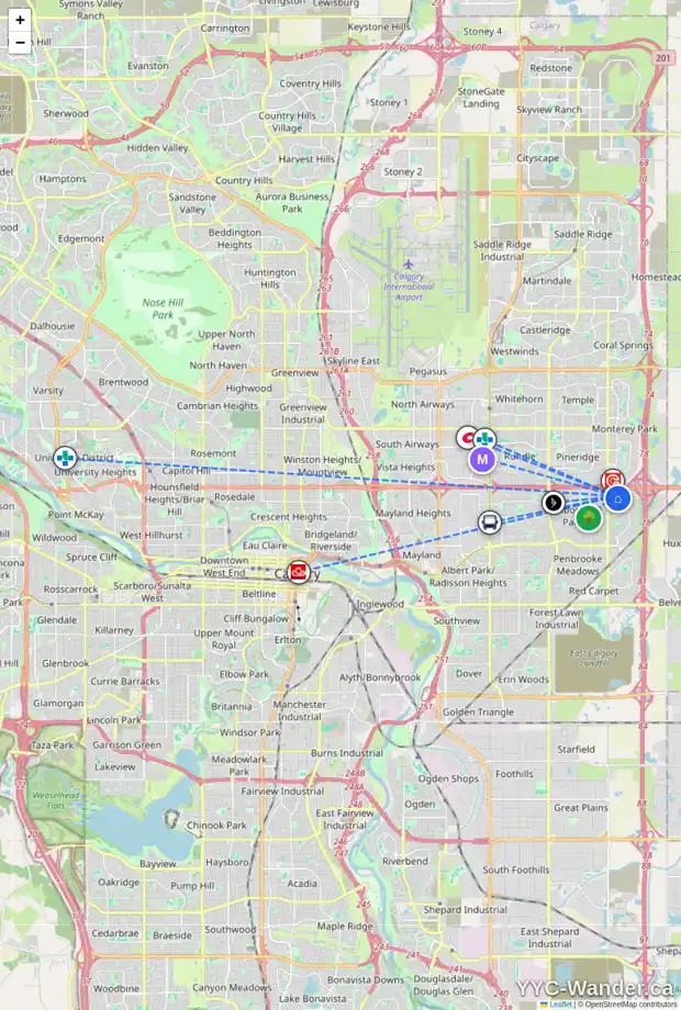 Daily accessibility map for 427 ABADAN PL NE, Calgary showing nearby schools, grocery stores, parks, LRT stations and nearby amenities