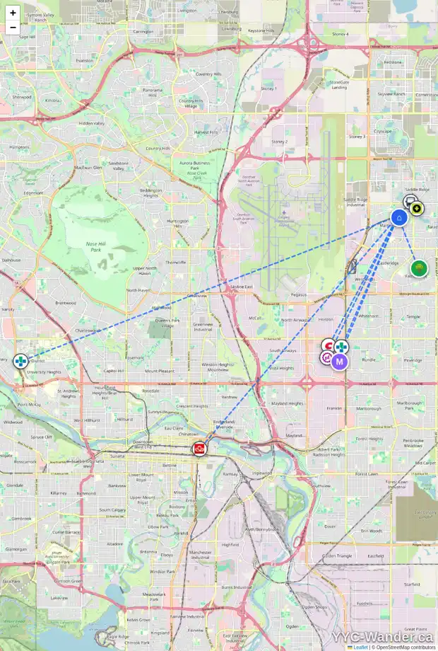 Daily accessibility map for 1244 MARTINDALE BV NE, Calgary showing nearby schools, grocery stores, parks, LRT stations and nearby amenities