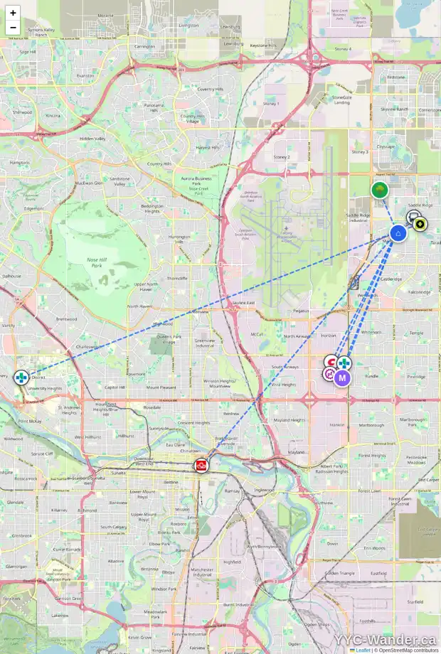 Daily accessibility map for 103 MARTINVALLEY PL NE, Calgary showing nearby schools, grocery stores, parks, LRT stations and nearby amenities