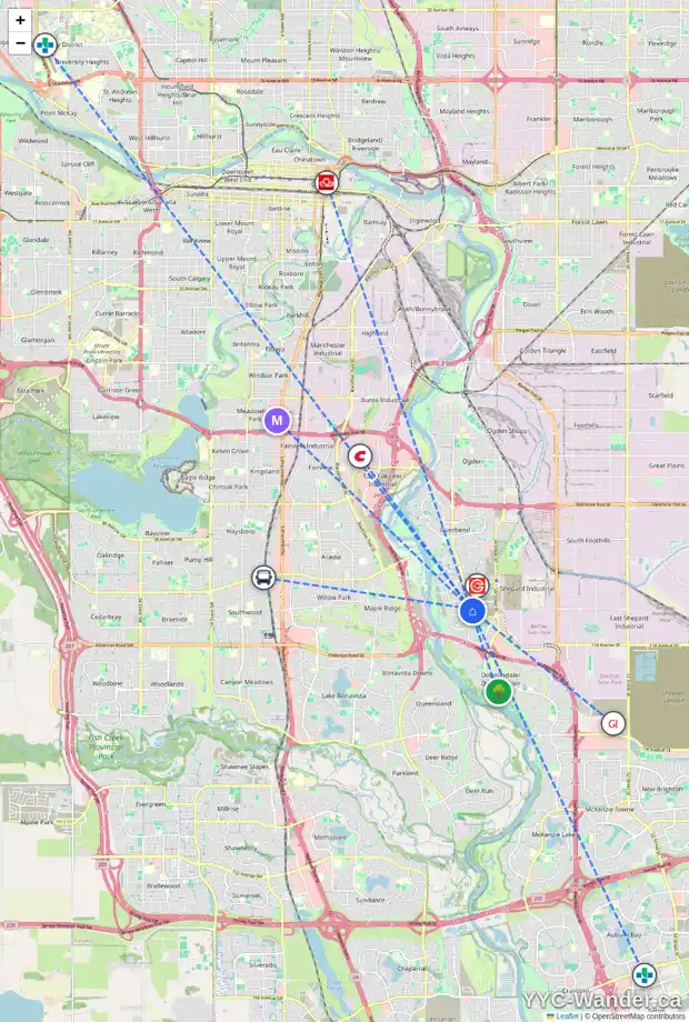Daily accessibility map for 434 QUARRY VI SE, Calgary showing nearby schools, grocery stores, parks, LRT stations and nearby amenities