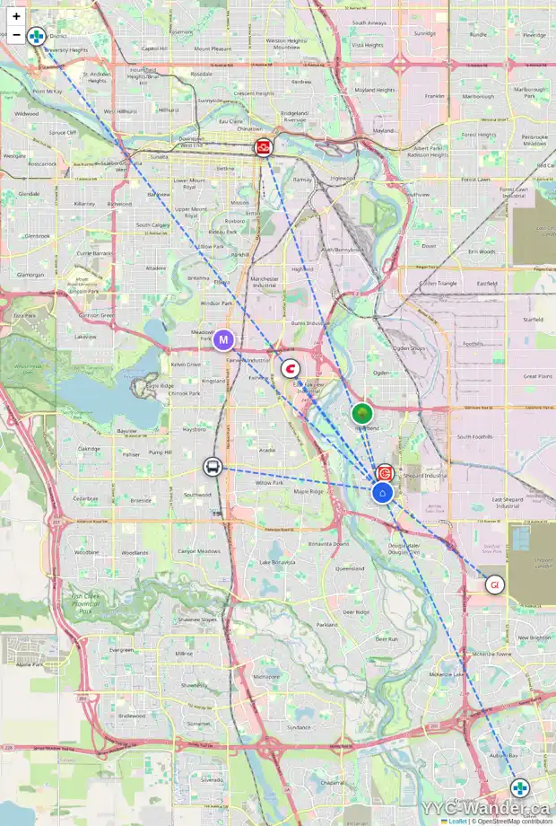 Daily accessibility map for 338 QUARRY VI SE, Calgary showing nearby schools, grocery stores, parks, LRT stations and nearby amenities