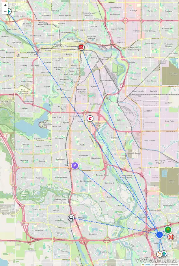 Daily accessibility map for 812 10 AUBURN BAY AV SE, Calgary showing nearby schools, grocery stores, parks, LRT stations and nearby amenities