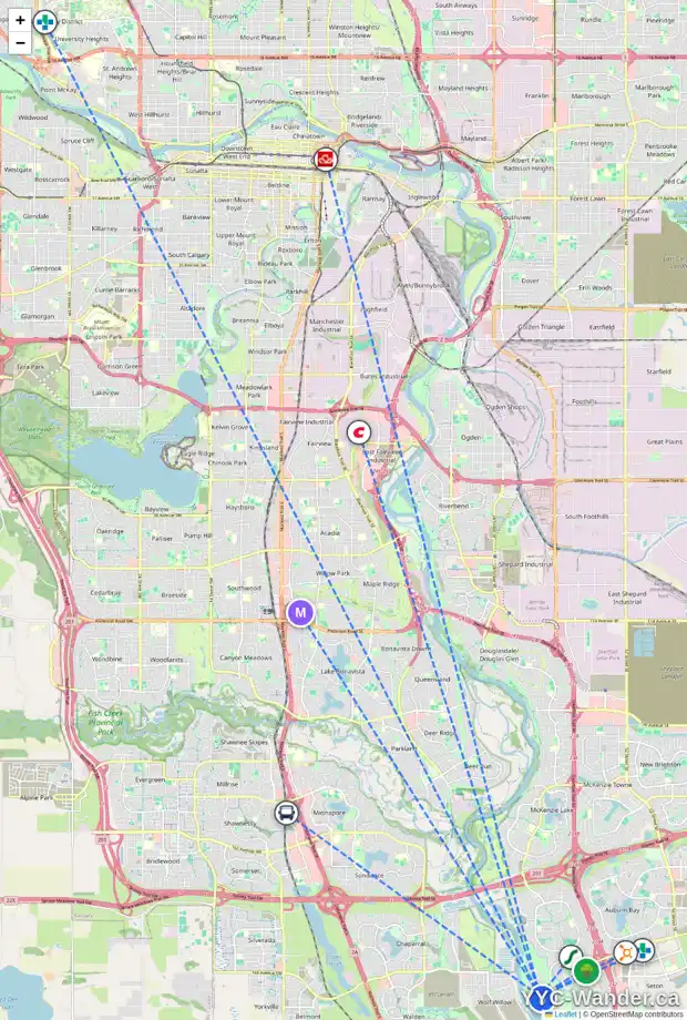 Daily accessibility map for 97 CRANBROOK HT SE, Calgary showing nearby schools, grocery stores, parks, LRT stations and nearby amenities
