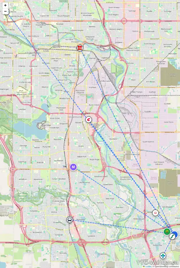Daily accessibility map for 48 MAHOGANY RO SE, Calgary showing nearby schools, grocery stores, parks, LRT stations and nearby amenities