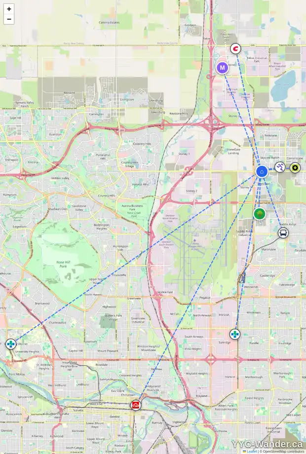 Daily accessibility map for 192 SKYVIEW SHORES MR NE, Calgary showing nearby schools, grocery stores, parks, LRT stations and nearby amenities