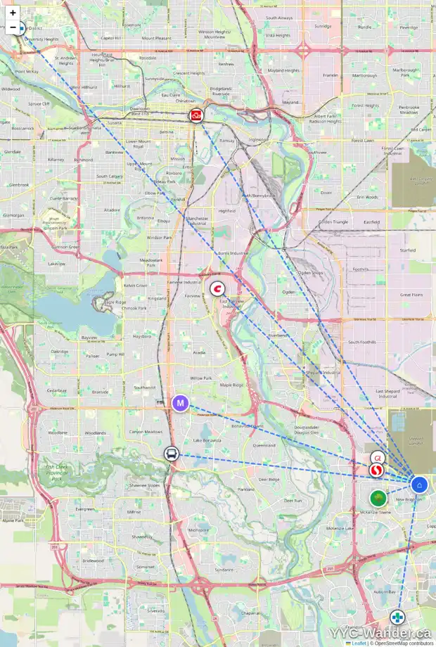 Daily accessibility map for 1147 BRIGHTONCREST GR SE, Calgary showing nearby schools, grocery stores, parks, LRT stations and nearby amenities