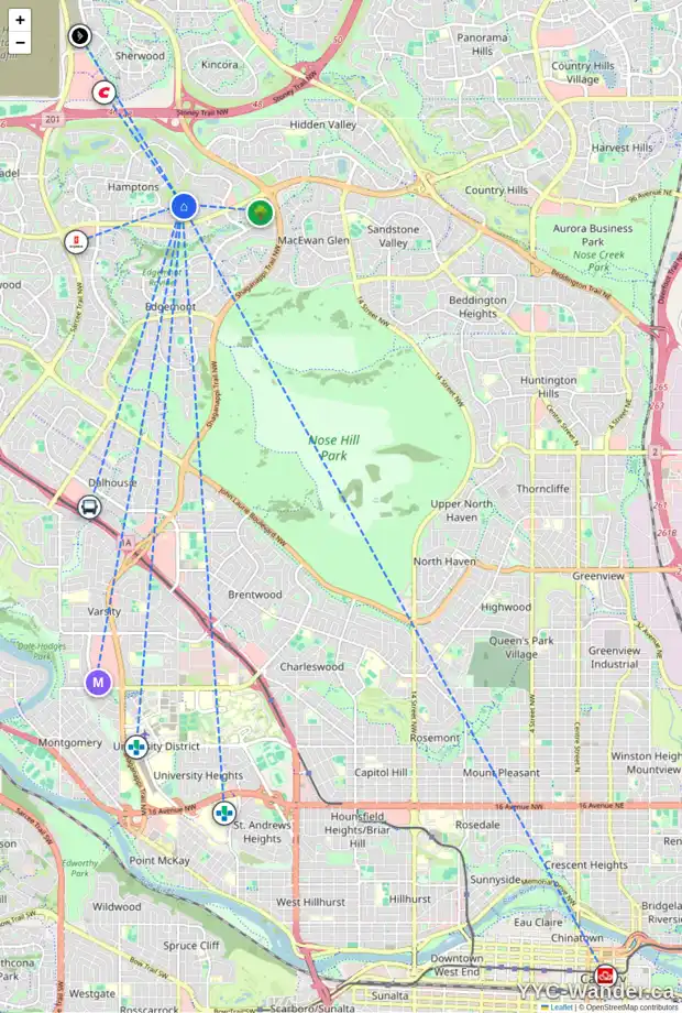 Daily accessibility map for 266 HAMPSTEAD WY NW, Calgary showing nearby schools, grocery stores, parks, LRT stations and nearby amenities