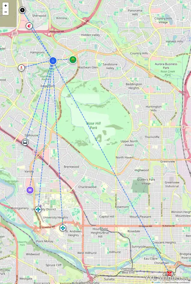 Daily accessibility map for 192 HAMPSTEAD WY NW, Calgary showing nearby schools, grocery stores, parks, LRT stations and nearby amenities