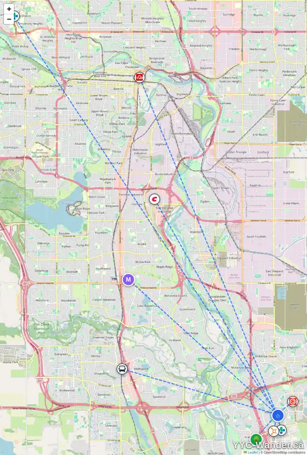 Daily accessibility map for 243 AUBURN SHORES LD SE, Calgary showing nearby schools, grocery stores, parks, LRT stations and nearby amenities