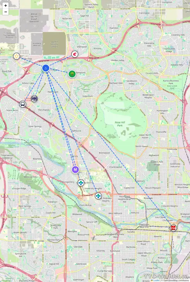 Daily accessibility map for 812 CITADEL WY NW, Calgary showing nearby schools, grocery stores, parks, LRT stations and nearby amenities