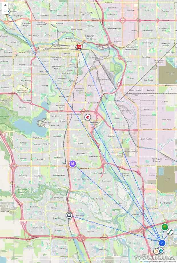 Daily accessibility map for 49 AUBURN SPRINGS PL SE, Calgary showing nearby schools, grocery stores, parks, LRT stations and nearby amenities