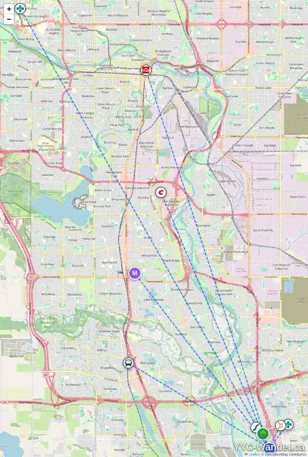 Daily accessibility map for 445 CRANFORD DR SE, Calgary showing nearby schools, grocery stores, parks, LRT stations and nearby amenities