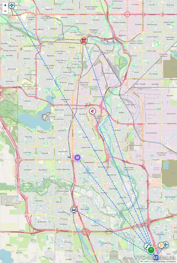 Daily accessibility map for 250 CRANFORD CM SE, Calgary showing nearby schools, grocery stores, parks, LRT stations and nearby amenities