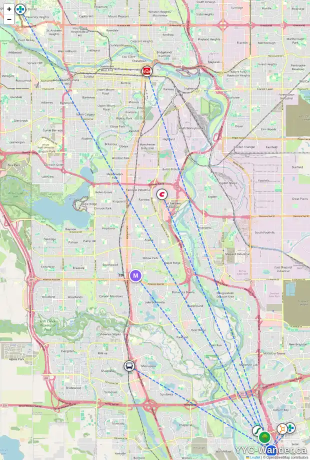 Daily accessibility map for 413 CRANFORD DR SE, Calgary showing nearby schools, grocery stores, parks, LRT stations and nearby amenities