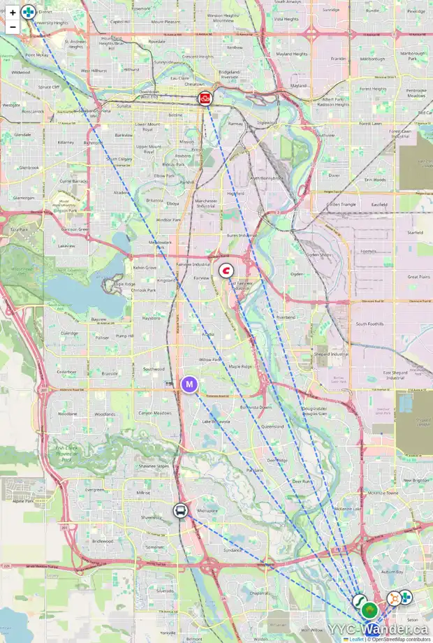 Daily accessibility map for 51 CRANFORD GR SE, Calgary showing nearby schools, grocery stores, parks, LRT stations and nearby amenities