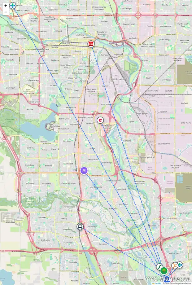 Daily accessibility map for 196 CRANFORD GR SE, Calgary showing nearby schools, grocery stores, parks, LRT stations and nearby amenities