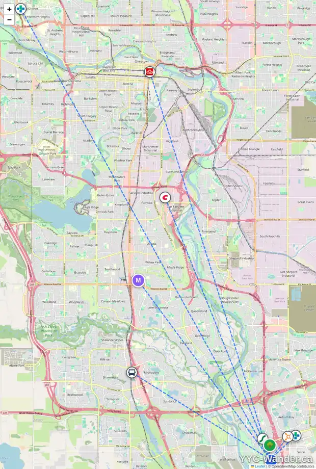 Daily accessibility map for 203 CRANSTON GA SE, Calgary showing nearby schools, grocery stores, parks, LRT stations and nearby amenities
