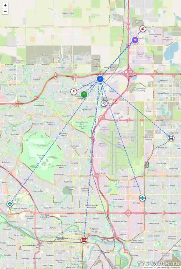 Daily accessibility map for 157 COVILLE CR NE, Calgary showing nearby schools, grocery stores, parks, LRT stations and nearby amenities