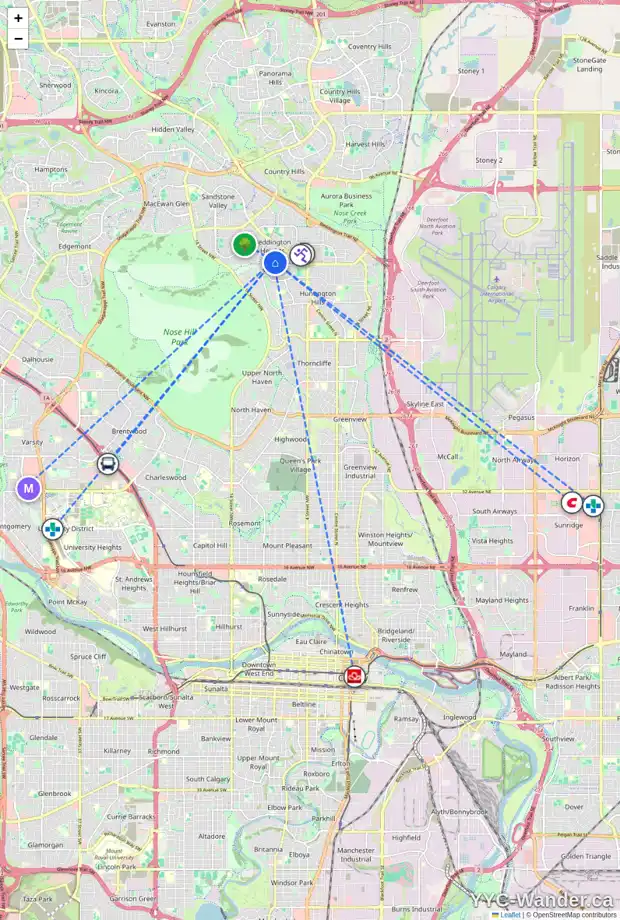 Daily accessibility map for 463 BERKLEY CR NW, Calgary showing nearby schools, grocery stores, parks, LRT stations and nearby amenities