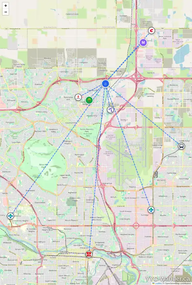 Daily accessibility map for 177 COVILLE CR NE, Calgary showing nearby schools, grocery stores, parks, LRT stations and nearby amenities