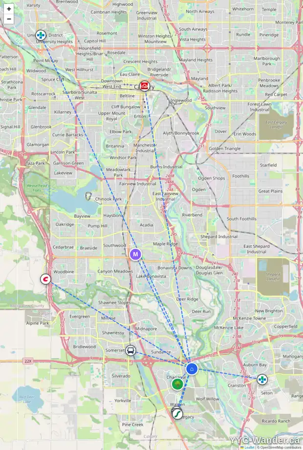 Daily accessibility map for 73 CHAPARRAL VALLEY CR SE, Calgary showing nearby schools, grocery stores, parks, LRT stations and nearby amenities